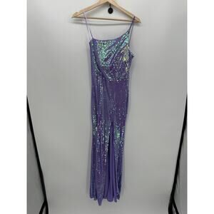 Crystal‎ Doll Juniors Size 3 Purple Sequin Maxi Dress Gown Slit Prom Gala Formal